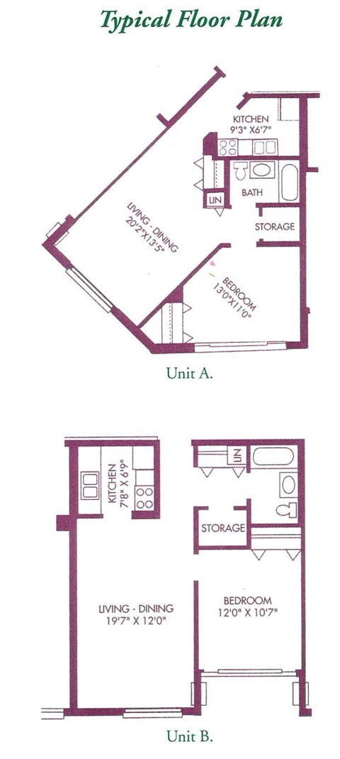 A floor plan of a typical apartment with a kitchen, living room, and bedroom.